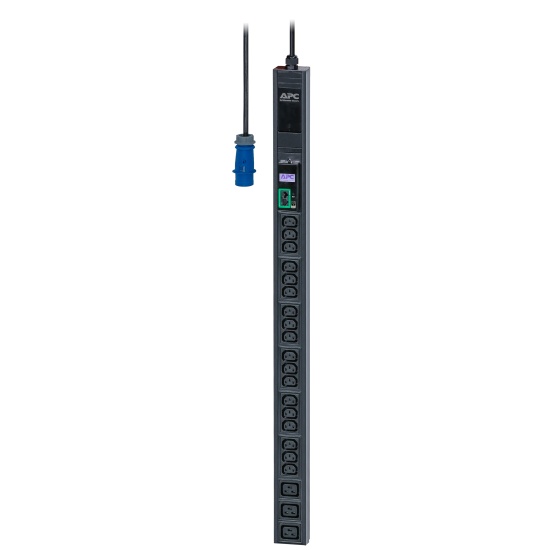 APC Easy Rack PDU, Metered, 0U, 1 Phase, 3.7kW, 230V, 16A, 18 x C13 and 3 x C19 outlets, IEC60309 2P+E inlet Image