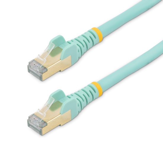 StarTech.com 5m CAT6a Ethernet Cable - 10 Gigabit Shielded Snagless RJ45 100W PoE Patch Cord - 10GbE STP Network Cable w/Strain Relief - Aqua Fluke Tested/Wiring is UL Certified/TIA Image