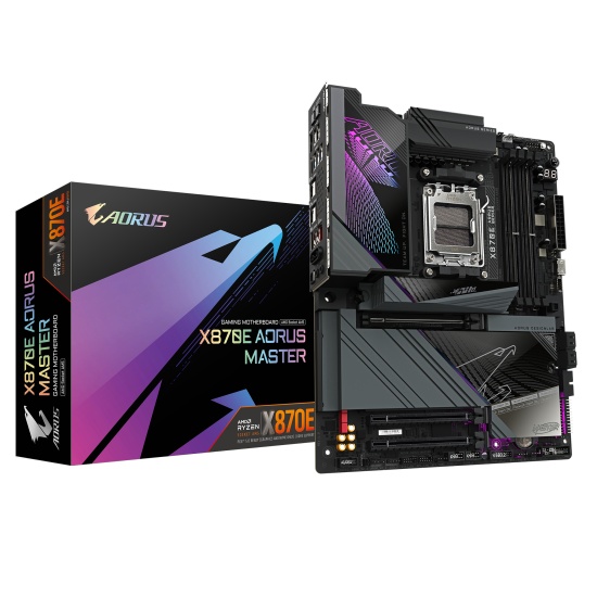 GIGABYTE X870E AORUS MASTER Motherboard - Supports AMD Ryzen 9000 CPUs, 16+2+2 Phases Digital VRM, up to 8600MHz DDR5 (OC), 3xPCIe 5.0 + 1xPCIe 4.0, Wi-Fi 7, 5GbE LAN, USB 4 Image