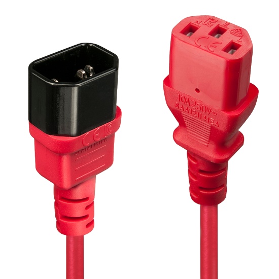 Lindy 1m IEC Extension Cable, Red Image