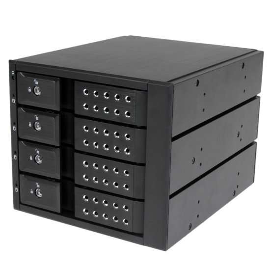 StarTech.com 4 Bay Aluminum Trayless Hot Swap Mobile Rack Backplane for 3.5in SAS II/SATA III - 6 Gbps HDD Image