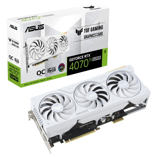 ASUS TUF Gaming TUF-RTX4070TIS-O16G-BTF-WHITE NVIDIA GeForce RTX 4070 Ti SUPER 16 GB GDDR6X Image