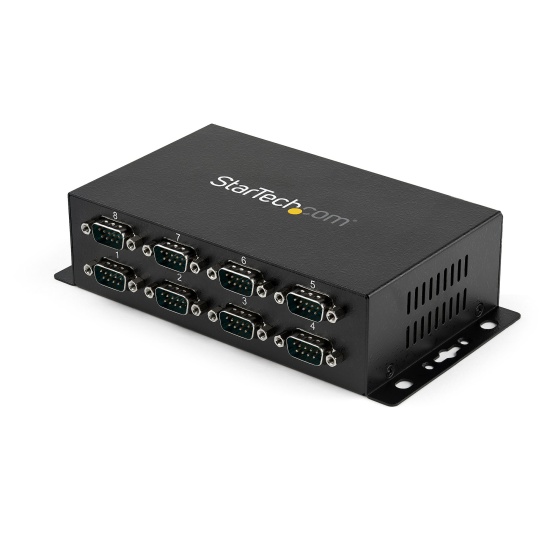 StarTech.com 8 Port USB to DB9 RS232 Serial Adapter Hub – Industrial DIN Rail and Wall Mountable Image