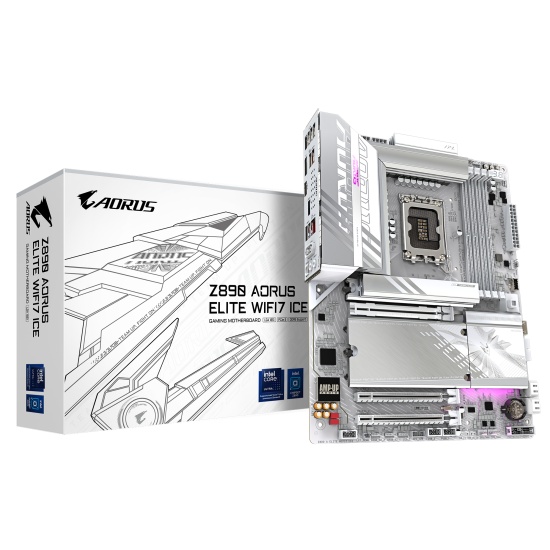 GIGABYTE Z890 AORUS ELITE WIFI7 ICE Motherboard - Supports Intel Core Ultra (Series 2) CPUs, 16+1+2 phases VRM, up to 8800MHz DDR5 (OC), 1xPCIe 5.0 + 3xPCIe 4.0, Wi-Fi 7, 2.5GbE LAN, Thunderbolt 4 Image