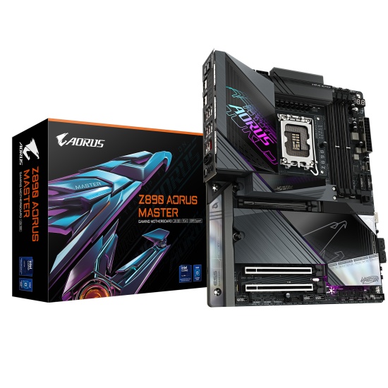 GIGABYTE Z890 AORUS MASTER Motherboard - Supports Intel Core Ultra (Series 2) CPUs, 18+1+2 phases VRM, up to 9500MHz DDR5 (OC), 2xPCIe 5.0 + 3xPCIe 4.0, Wi-Fi 7, 10GbE LAN, Thunderbolt 4 Image