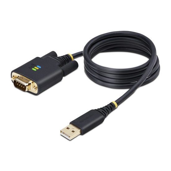 StarTech.com 3ft (1m) USB to Serial Adapter Cable, COM Retention, Interchangeable Screws/Nuts, USB-A to DB9 RS232, FTDI IC, ESD Protection, Windows/macOS/Linux Image