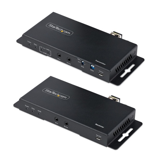 StarTech.com 4K HDMI over Fiber Extender Kit, 4K 60Hz up to 3300ft/1km (Single Mode) or 1000ft/300m (Multimode) LC Fiber Optic, HDR, HDCP, 3.5mm Audio/RS232/IR Extender, Transmitter and Receiver Kit Image