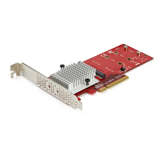 StarTech.com Dual M.2 PCIe SSD Adapter Card - x8 / x16 Dual NVMe or AHCI M.2 SSD to PCI Express 3.0 - M.2 NGFF PCIe (M-Key) Compatible - Supports 2242, 2260, 2280 - JBOD - Mac & PC Image