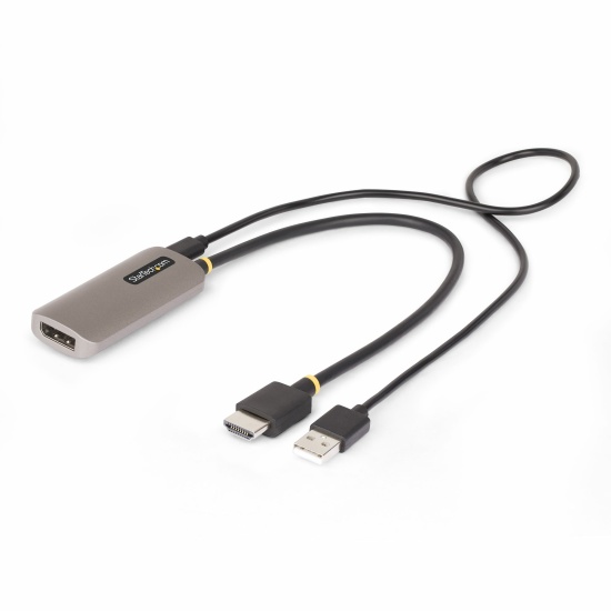 StarTech.com 1ft (30cm) HDMI to DisplayPort Adapter Cable, 8K 60Hz, Active HDMI 2.1 to DP 1.4 Video Converter, USB Bus Powered with Included Cable Image