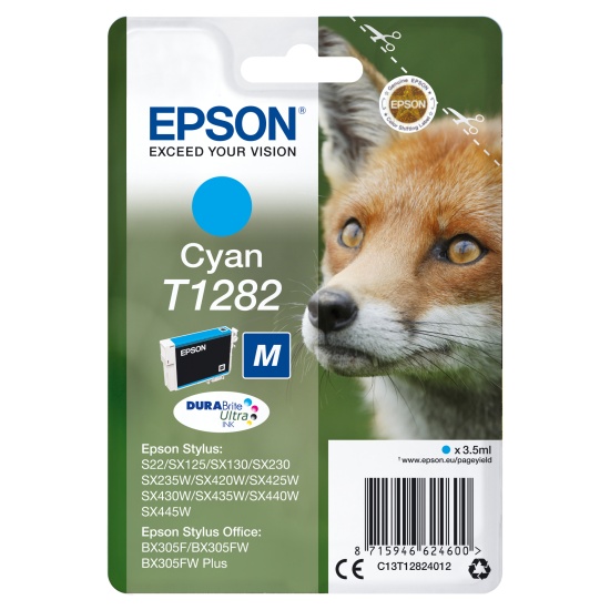 Epson Fox Singlepack Cyan T1282 DURABrite Ultra Ink Image