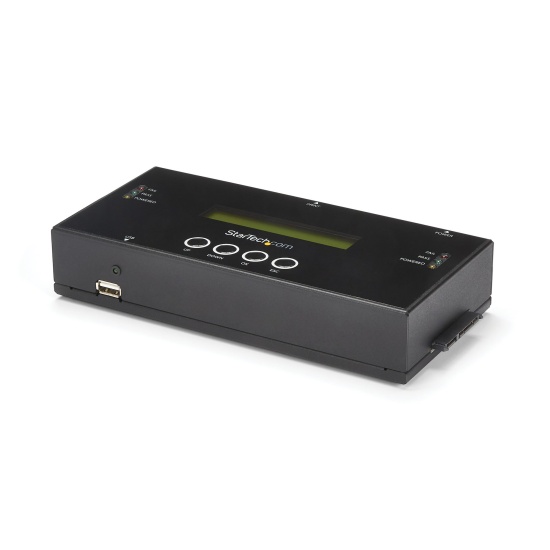 StarTech.com 1:1 Standalone Hard Drive Duplicator and Eraser, SAS and SATA HDD/SSD Cloner/Copier, Hard Drive Duplicator and Sanitizer, LCD Display, TAA Compliant Image
