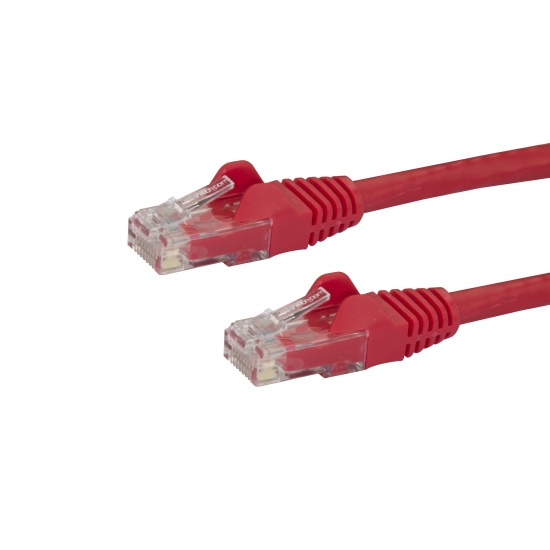 StarTech.com 100ft CAT6 Ethernet Cable - Red CAT 6 Gigabit Ethernet Wire -650MHz 100W PoE RJ45 UTP Network/Patch Cord Snagless w/Strain Relief Fluke Tested/Wiring is UL Certified/TIA Image