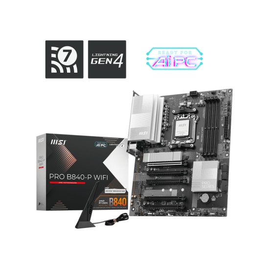 MSI PRO B840-P WIFI motherboard AMD B840 Socket AM5 ATX Image MSI PRO B840-P WIFI motherboard AMD B840 Socket AM5 ATX Image