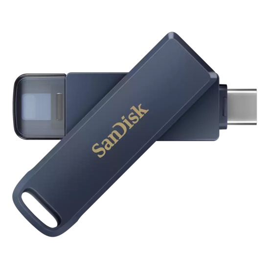 SanDisk iXpand USB flash drive 128 GB USB Type-C / Lightning 3.2 Gen 1 (3.1 Gen 1) Blue Image SanDisk iXpand USB flash drive 128 GB USB Type-C / Lightning 3.2 Gen 1 (3.1 Gen 1) Blue Image