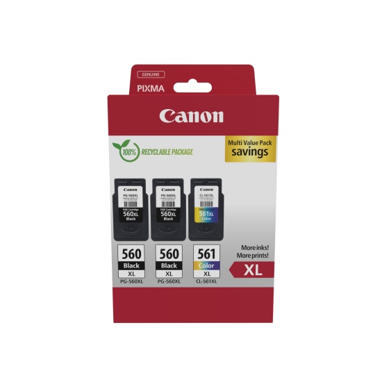Canon 3712C009 ink cartridge 3 pc(s) Original High (XL) Yield Black, Cyan, Magenta, Yellow Image