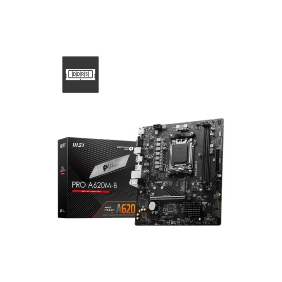 MSI PRO A620M-B motherboard AMD A620 Socket AM5 micro ATX Image MSI PRO A620M-B motherboard AMD A620 Socket AM5 micro ATX Image