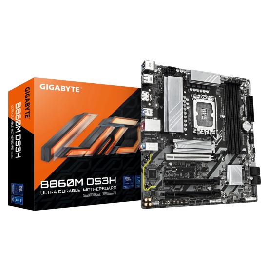GIGABYTE B860M DS3H Motherboard - Intel Core Ultra Series CPUs, 5+1+2+1 Phases VRM, up to 9066MHz DDR5, 1xPCIe 5.0 + 1xPCIe 4.0 M.2, 2.5GbE LAN, USB 3.2 Gen 2 Image GIGABYTE B860M DS3H Motherboard - Intel Core Ultra Series CPUs, 5+1+2+1 Phases VRM, up to 9066MHz DDR5, 1xPCIe 5.0 + 1xPCIe 4.0 M.2, 2.5GbE LAN, USB 3.2 Gen 2 Image