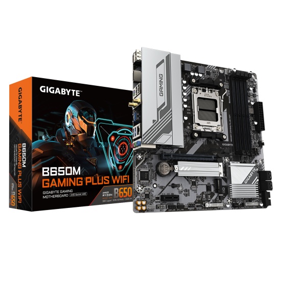 GIGABYTE B650M GAMING PLUS WIFI Motherboard - AMD Ryzen 9000 CPUs, 5+2+2 Phases VRM, up to 8000MHz DDR5, 2xPCIe 4.0 M.2, 2.5GbE LAN, WIFI 6E, USB 3.2 Gen 1 Image