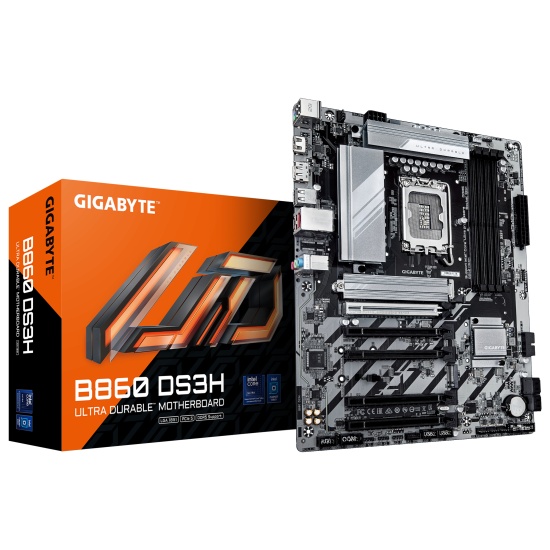 GIGABYTE B860 DS3H Motherboard - Supports Intel Core Ultra CPUs, 8+1+2+2 phases VRM, up to 9066MHz DDR5, 1xPCIe 5.0 + 1xPCIe 4.0 M.2, 2.5 GbE LAN, USB 3.2 Gen 2x2 Image GIGABYTE B860 DS3H Motherboard - Supports Intel Core Ultra CPUs, 8+1+2+2 phases VRM, up to 9066MHz DDR5, 1xPCIe 5.0 + 1xPCIe 4.0 M.2, 2.5 GbE LAN, USB 3.2 Gen 2x2 Image