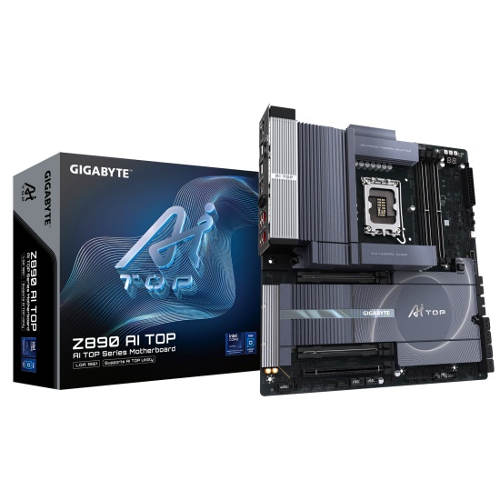 GIGABYTE Z890 AI TOP Motherboard - Supports Intel Core Ultra (Series 2) CPUs, 16+1+2 phases VRM, up to 9500MHz DDR5 (OC), 1xPCIe 5.0 + 3xPCIe 4.0 M.2, Wi-Fi 7, 10 GbE LAN, Thunderbolt 5 Image GIGABYTE Z890 AI TOP Motherboard - Supports Intel Core Ultra (Series 2) CPUs, 16+1+2 phases VRM, up to 9500MHz DDR5 (OC), 1xPCIe 5.0 + 3xPCIe 4.0 M.2, Wi-Fi 7, 10 GbE LAN, Thunderbolt 5 Image