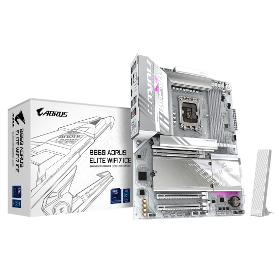 GIGABYTE B860 AORUS ELITE WIFI7 ICE Motherboard - Intel Core Ultra Series CPUs, 14+1+2+1 Phases VRM, up to 9200MHz DDR5, 1xPCIe 5.0 + 2xPCIe 4.0 M.2, 2.5GbE LAN, WIFI 7, USB 4 Image