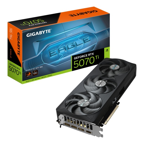 GIGABYTE GeForce RTX 5070 Ti EAGLE OC SFF 16G Graphics Card - 16GB GDDR7, 256bit, PCI-E 5.0, 2542 MHz Core Clock, 3 x DP 2.1a, 1 x HDMI 2.1b, NVIDIA DLSS 4, GV-N507TEAGLE OC-16GD Image GIGABYTE GeForce RTX 5070 Ti EAGLE OC SFF 16G Graphics Card - 16GB GDDR7, 256bit, PCI-E 5.0, 2542 MHz Core Clock, 3 x DP 2.1a, 1 x HDMI 2.1b, NVIDIA DLSS 4, GV-N507TEAGLE OC-16GD Image