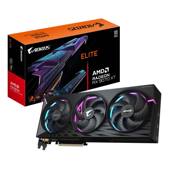 GIGABYTE AORUS Radeon RX 9070 XT ELITE 16G Graphics Card - 16GB GDDR6, 256bit, PCI-E 5.0, 3100 MHz Core Clock, 2 x DisplayPort, 2 x HDMI, GV-R9070XTAORUS E-16GD Image GIGABYTE AORUS Radeon RX 9070 XT ELITE 16G Graphics Card - 16GB GDDR6, 256bit, PCI-E 5.0, 3100 MHz Core Clock, 2 x DisplayPort, 2 x HDMI, GV-R9070XTAORUS E-16GD Image
