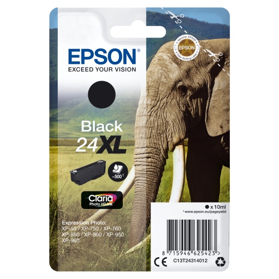 Epson Elephant Singlepack Black 24XL Claria Photo HD Ink Image