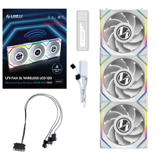 Lian Li UNI FAN SL Wireless LCD 120 Reverse Blade Computer case 12 cm White 3 pc(s) Image