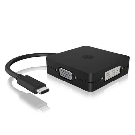 ICY BOX IB-DK1104-C 0.15 m USB Type-C DVI + VGA + DisplayPort + HDMI Black Image ICY BOX IB-DK1104-C 0.15 m USB Type-C DVI + VGA + DisplayPort + HDMI Black Image