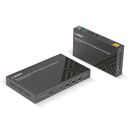 Lindy 70m Cat.6A HDMI 4K60 & Type C HDBaseT 3.0 KVM Extender Image