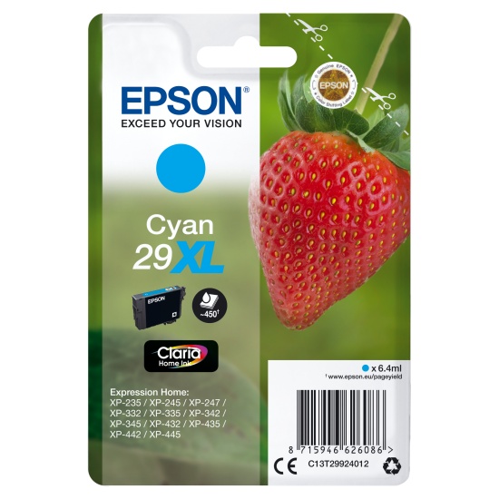 Epson Strawberry Singlepack Cyan 29XL Claria Home Ink Image