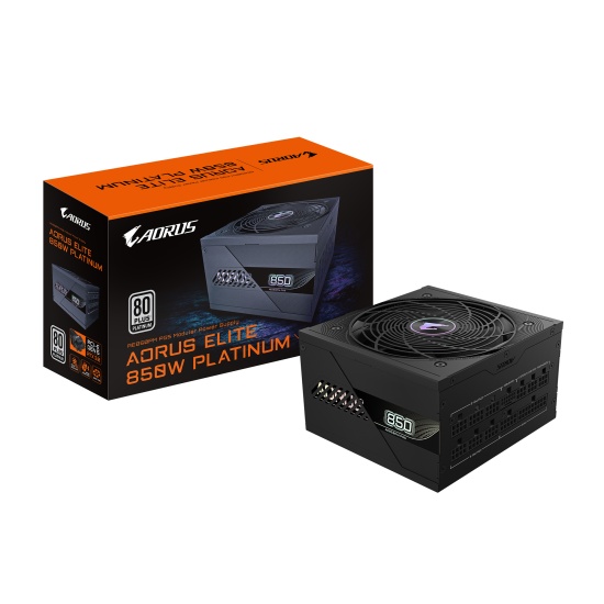 GIGABYTE AORUS ELITE P850W Power Supply - PCIe 5.0, 80 PLUS Platinum, Fully Modular Design, 120mm Fan, ATX 3.0 compatible, EU Plug Image GIGABYTE AORUS ELITE P850W Power Supply - PCIe 5.0, 80 PLUS Platinum, Fully Modular Design, 120mm Fan, ATX 3.0 compatible, EU Plug Image