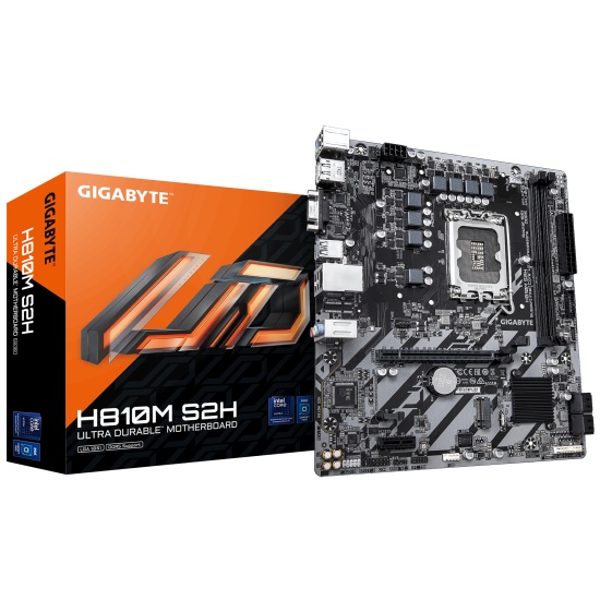 GIGABYTE H810M S2H Motherboard - Intel Core Ultra (Series 2) CPUs, 4+1+2 Phases VRM, up to 6400MHz DDR5, 1xPCIe 4.0 M.2, 1GbE LAN, USB 3.2 Gen 1 Image