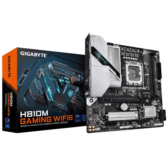 GIGABYTE H810M GAMING WIFI6 Motherboard - Intel Core Ultra (Series 2) CPUs, 4+1+2 Phases VRM, up to 6400MHz DDR5, 1xPCIe 4.0 M.2, 2.5GbE LAN, WIFI 6, USB 3.2 Gen 1 Image