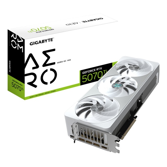 GIGABYTE GeForce RTX 5070 Ti AERO OC 16G Graphics Card - 16GB GDDR7, 256bit, PCI-E 5.0, 2588 MHz Core Clock, 3 x DP 2.1a, 1 x HDMI 2.1b, NVIDIA DLSS 4, GV-N507TAERO OC-16GD Image GIGABYTE GeForce RTX 5070 Ti AERO OC 16G Graphics Card - 16GB GDDR7, 256bit, PCI-E 5.0, 2588 MHz Core Clock, 3 x DP 2.1a, 1 x HDMI 2.1b, NVIDIA DLSS 4, GV-N507TAERO OC-16GD Image