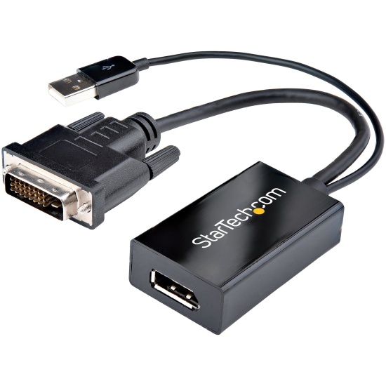 StarTech.com DVI to DisplayPort Adapter - USB Power - 1920 x 1200 - DVI to DisplayPort Converter - Video Adapter - DVI-D to DP Image