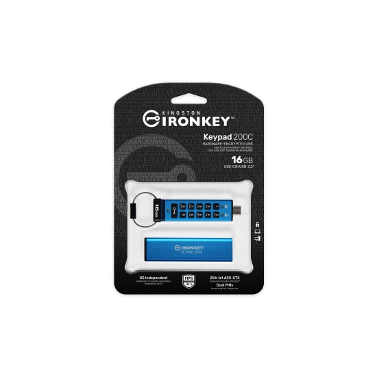 Kingston Technology IronKey 16GB USB-C Keypad 200C, FIPS 140-3 Lvl 3 (Pending) AES-256 Image