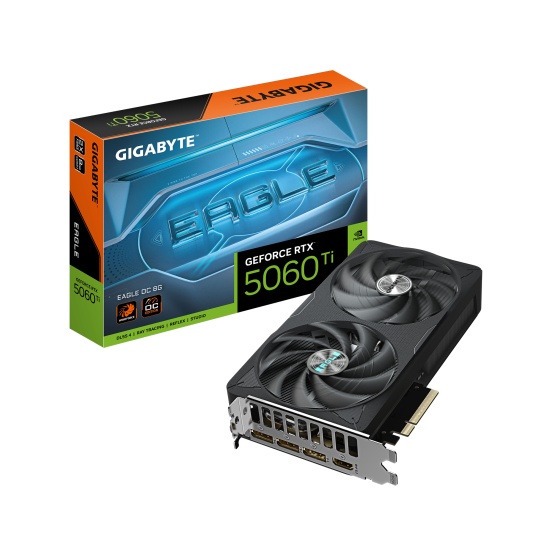GIGABYTE GeForce RTX 5060 Ti EAGLE OC 8G Graphics Card - 8GB GDDR7, 128bit, PCI-E 5.0, 2617MHz Core Clock, 3 x DisplayPort, 1 x HDMI, GV-N506TEAGLE OC-8GD Image