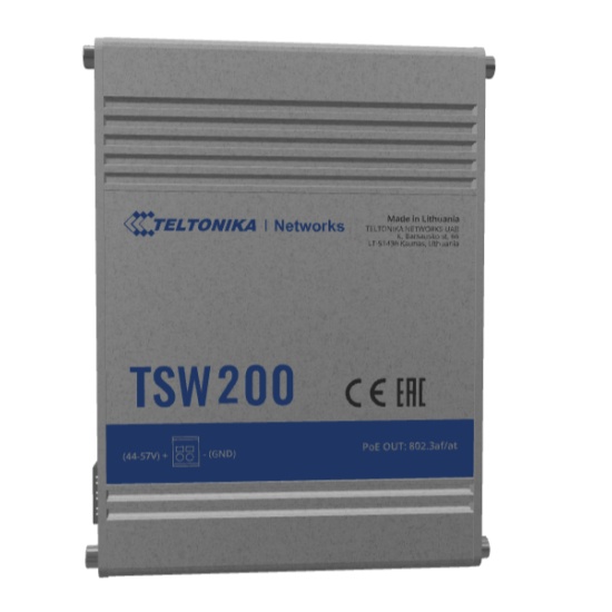 Teltonika TSW200 network switch Unmanaged Gigabit Ethernet (10/100/1000) Power over Ethernet (PoE) Aluminium Image