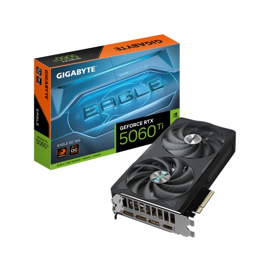 GIGABYTE GeForce RTX 5060 Ti EAGLE OC 16G Graphics Card - 16GB GDDR7, 128bit, PCI-E 5.0, 2617MHz Core Clock, 3 x DisplayPort, 1 x HDMI, GV-N506TEAGLE OC-16GD Image