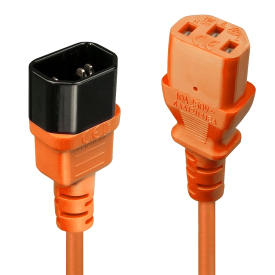 Lindy 1m IEC Extension Cable, Orange Image