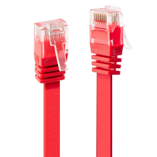 Lindy 1m Cat.6 U/UTP Flat Cable, Red Image