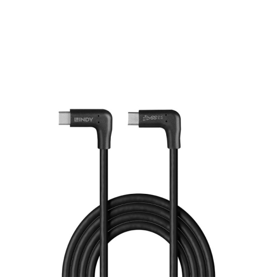 Lindy 1m USB 3.2 Right-Angled USB-C to Right-Angled USB-C Cable, 10Gbps Image