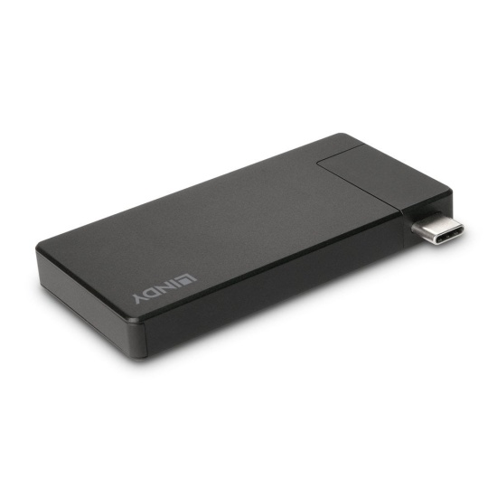 Lindy DST-Micro, USB-C Laptop Micro Docking Station with 4K Support and 100W Pass-Through Charging Image