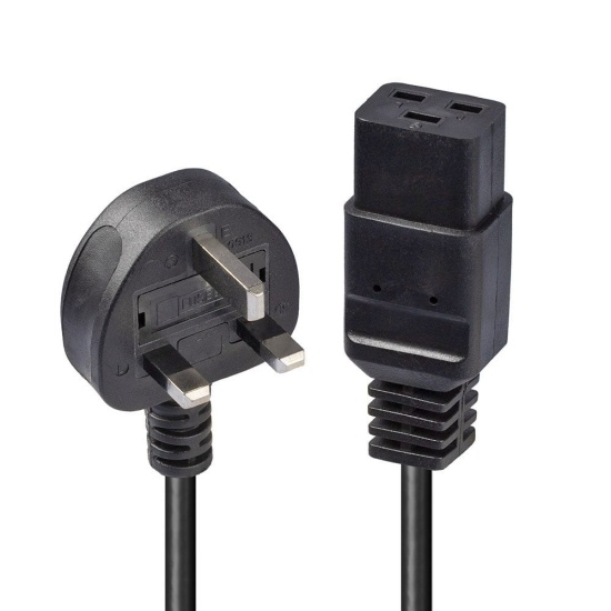 Lindy 2m UK 3 Pin Plug to IEC C19 Power Cable. Black Image