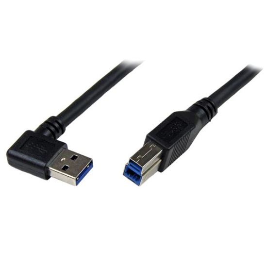 StarTech.com 1m Black SuperSpeed USB 3.0 Cable - Right Angle A to B - M/M Image