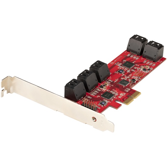 StarTech.com SATA PCIe Card - 10 Port PCIe SATA Expansion Card - 6Gbps - Low/Full Profile - Stacked SATA Connectors - ASM1062 Non-Raid - PCI Express to SATA Converter/Adapter Image