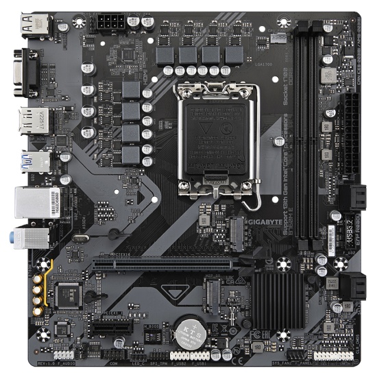 GIGABYTE B760M E Motherboard - Supports 14th Gen. Intel Core CPUs, 6+1+1 phases VRM, up to 7200MHz DDR5 (OC), 2xPCIe 4.0 M.2, 1 GbE LAN, USB 3.2 Gen 1 Image
