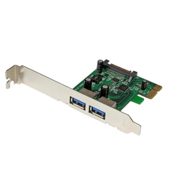 StarTech.com 2 Port PCI Express (PCIe) SuperSpeed USB 3.0 Card Adapter with UASP - SATA Power Image